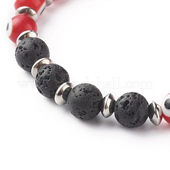 Handmade Evil Eye Lampwork Beaded Stretch Bracelets&nbsp;BJEW-JB06466-03