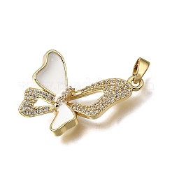Brass Micro Pave Clear Cubic Zirconia Pendants&nbsp;KK-CBAA632-23G