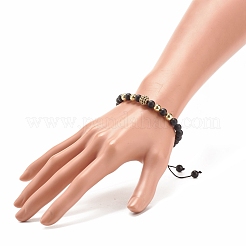 Natural Obsidian & Synthetic Hematite Braided Bead Bracelet with Cubic Zirconia&nbsp;BJEW-JB08117-02