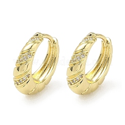 Brass Micro Pave Cubic Zirconia Hoop Earrings&nbsp;KK-CBA30C7-15G