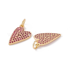 Rack Plating Brass Micro Pave Hot Pink Cubic Zirconia Pendants&nbsp;ZIRC-C040-19G