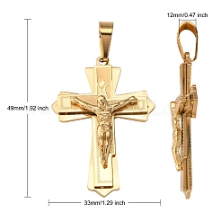 Golden 304 Stainless Steel Crucifix Cross Big Pendants for Easter&nbsp;STAS-V0493-79B