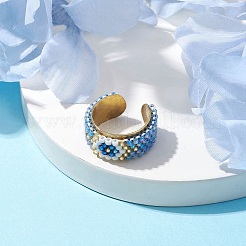 Glass Seed Beads Cuff Rings&nbsp;RJEW-MZ00016-03