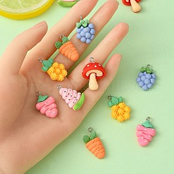 12Pcs 6 Styles Opaque Resin Fruit & Vegetable Pendants&nbsp;RESI-YW0001-56