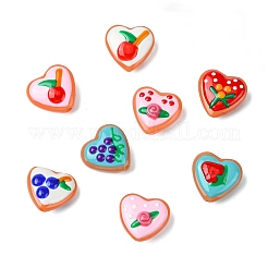 9Pcd 9 Colors Painted Glass Beads Enamel Beads Heart with Fruit&nbsp;LAMP-CJ0002-45