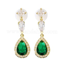 Brass Pave Cubic Zirconia Dangle Stud Earrings&nbsp;FS-WG3BB1E-02