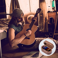 1Pc 4-Slot Oval Shaped Wood Storage Boxes with Magnetic Lid for Guitar Picks&nbsp;OBOX-DC0001-03B