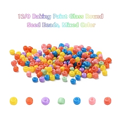 3500Pcs 7 Colors 12/0 Baking Paint Glass Round Seed Beads&nbsp;SEED-YW0001-26