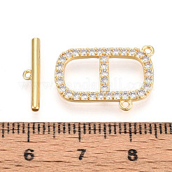 Brass Micro Pave Clear Cubic Zirconia Toggle Clasps&nbsp;KK-N254-74G