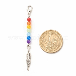 Chakra Theme Natural & Dyed Malaysia Jade Beaded Pendant Decorations&nbsp;HJEW-JM00641-01