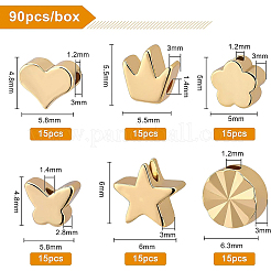 90Pcs 6 Style Brass Beads&nbsp;KK-BC0007-54