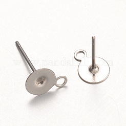 Non-Tarnish 316 Surgical Stainless Steel Stud Earring Settings&nbsp;X-STAS-K098-07-6mm-P