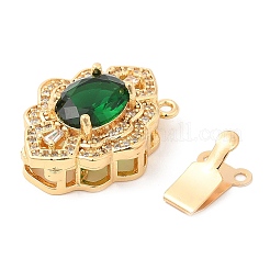 Brass Micro Pave Clear Cubic Zirconia Box Clasps&nbsp;KK-E052-01F-G04