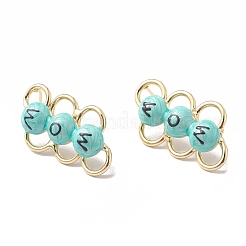 Mother's Day Brass Enamel Stud Earrings&nbsp;EJEW-A093-07G