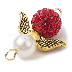 3Pcs 3 Colors Acrylic Pearl & Polymer Clay Rhinestone Angel Connector Charms&nbsp;PALLOY-JF02903