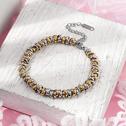 304 Stainless Steel Ring Link Chain Bracelets for Women&nbsp;BJEW-Z084-01GP