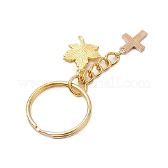 Maple Leaf & Cross Alloy Enamel Charm Keychains&nbsp;KEYC-JKC00985-01