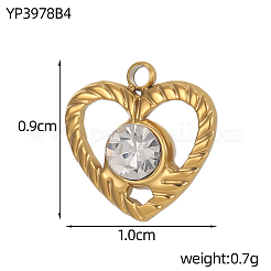 304 Stainless Steel Pave Cubic Zirconia Charms&nbsp;CU-OY002-13G