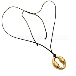 304 Stainless Steel Geometric Pendant Adjustable Black Waxed Cord Necklaces for Women&nbsp;WG4C936-03