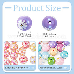 30Pcs 2 Styles Printed Transparent & Opaque Acrylic Beads&nbsp;MACR-TA0003-01