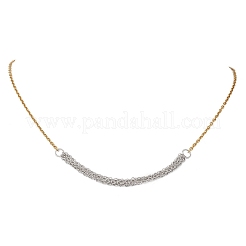 Two Tone 304 Stainless Steel Column Link Chain Pendant Necklaces&nbsp;NJEW-JN05935