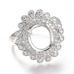 Adjustable Brass Micro Pave Clear Cubic Zirconia Finger Ring Components&nbsp;ZIRC-I049-22