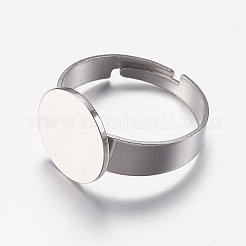 Tarnish Resistant Adjustable 304 Stainless Steel Finger Rings Components&nbsp;STAS-F149-20P