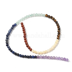 Chakra Natural Red Jasper & Yellow Jade & Green Aventurine & Tiger Eye & Sodalite & Amethyst Beads Strands&nbsp;G-NH0002-E02-4mm