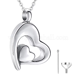 304 Stainless Steel Heart Pendant Urn Ashes Necklaces&nbsp;PW-WG8DE50-01