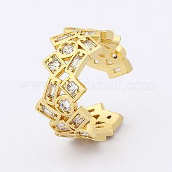 Brass Micro Pave Cubic Zirconia Adjustable Open Rings&nbsp;FS-WG624C0-01