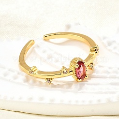 Brass Micro Pave Cubic Zirconia Cuff Rings for Women&nbsp;RJEW-H247-24G