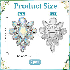 2Pcs Silver Alloy Glass Brooch&nbsp;JEWB-FG0001-55B