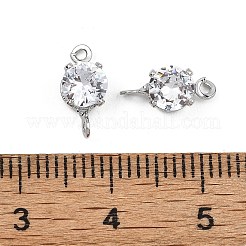 SHEGRACE Brass Pave Cubic Zirconia Flat Round Connector Charms&nbsp;XGRQ2O361-435A-P