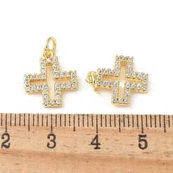 Brass Micro Pave Clear Cubic Zirconia Pendants&nbsp;KK-Q031-35G-01