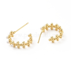 Acrylic Imitation Pearl C-shape Stud Earrings&nbsp;EJEW-B013-04