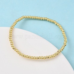 Brass Round Beaded Stretch Bracelets for Men Women&nbsp;BJEW-B148-05A-G
