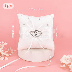 Tribute Silk Wedding Ring Pillow with Polyester Ribbon and Alloy Heart&nbsp;DIY-WH0325-48A