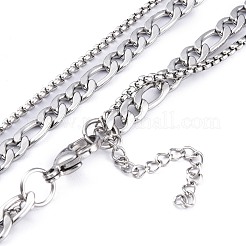 Non-Tarnish 304 Stainless Steel Double Layer Necklaces&nbsp;NJEW-M181-12P