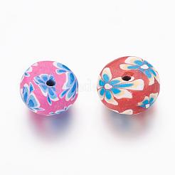 Handmade Polymer Clay Flat Round Beads&nbsp;CLAY-Q217-07