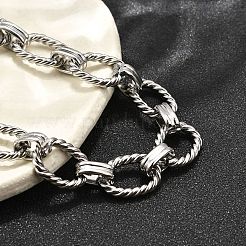 304 Stainless Steel Oval Link Chain Bracelets for Women&nbsp;X-BJEW-R021-09P