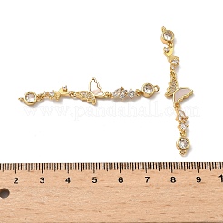 Brass Pave Clear Cubic Zirconia Connector Charms&nbsp;KK-Z139-12G-04