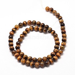 Natural Tiger Eye Round Bead Strands&nbsp;X-G-P072-33-4mm