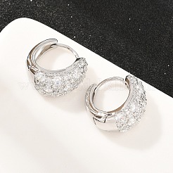 C-Shaped Brass Micro Pave Clear Cubic Zirconia Hoop Earrings&nbsp;EJEW-Z164-20P
