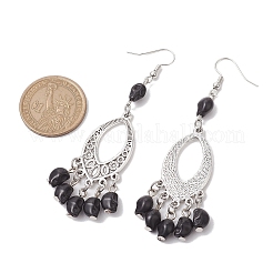 Halloween Skull Dyed Synthetic Turquoise & Alloy Dangle Earrings&nbsp;EJEW-JE05890