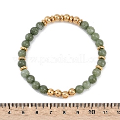 Ion Plating(IP) 304 Stainless Steel & Round Jade Beaded Stretch Bracelets for Women Men&nbsp;BJEW-M046-02G