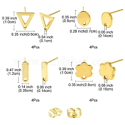 16Pcs 4 Styles 201 Stainless Steel Stud Earring Findings with Hole&nbsp;EJEW-FS0001-15
