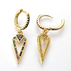 Brass Dangle Hoop Earrings&nbsp;EJEW-F190-07G