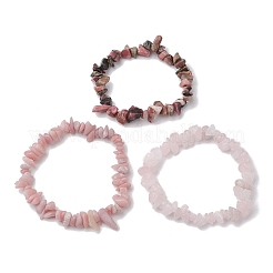 3Pcs Natural Rose Quartz & Natural Rhodonite & Natural Pink Opal Chip Beaded Stretch Bracelet Sets&nbsp;BJEW-JB10858