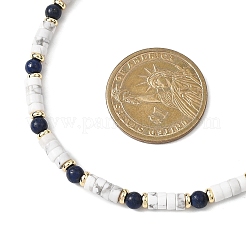 Round Natural Lapis Lazuli & Natural Howlite Heishi Beaded Necklaces&nbsp;NJEW-JN05662
