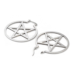 Tarnish Resistant 304 Stainless Steel Ring with Star Hoop Earrings for Women&nbsp;EJEW-R156-04P